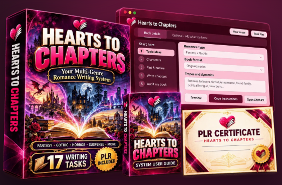 The Hearts to Chapters writing workspace